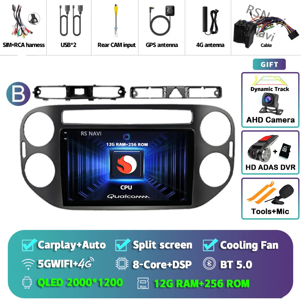 Car Stereo with Apple CarPlay & Android Auto, Compatible with VW Tiguan 1 NF (2006-2016)