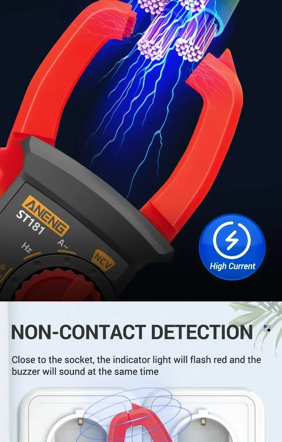 ANENG Clamp Meter Multimeter 4000 Counts Digital ST181+B19 AC Current Voltage Tester Ammeter Hz/Capacitance/NCV/Ohm Tester Tools