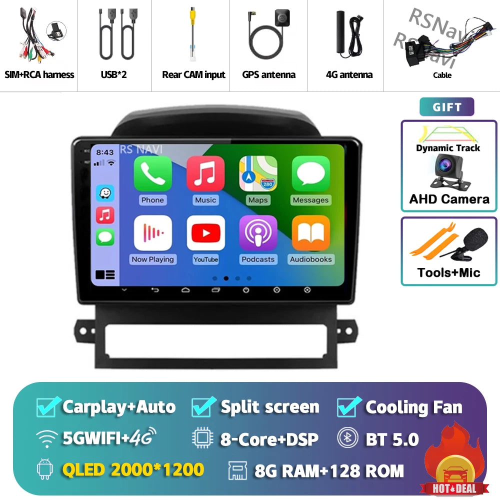 Android 16 Carplay Auto Multimedia Car Radio For Chevrolet Captiva 2008 2009 - 2012 Head Unit Autoradio Stereo Snapdragon Player