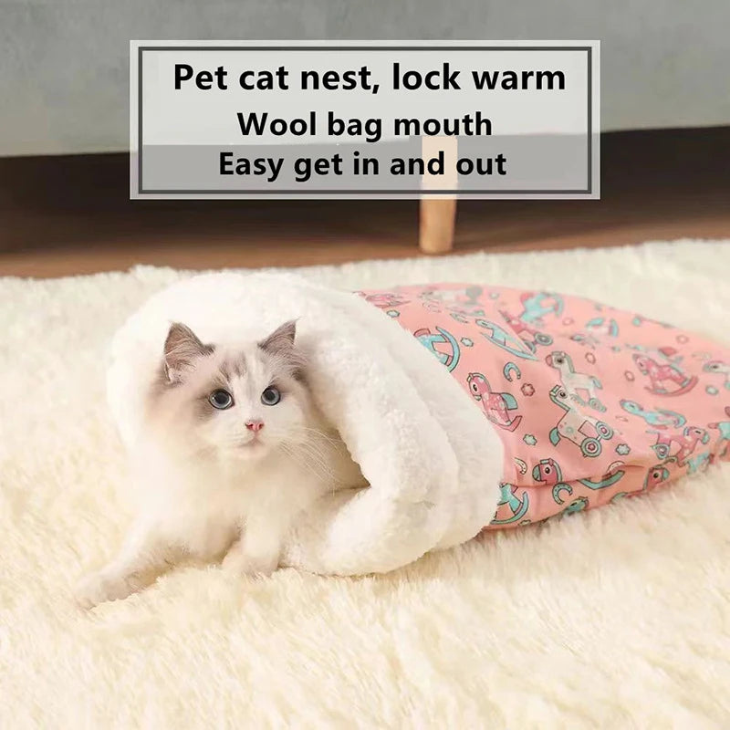 Plush Pet Sleeping Bag - Warm Burrow Nest for Kittens and Cats - photo 6
