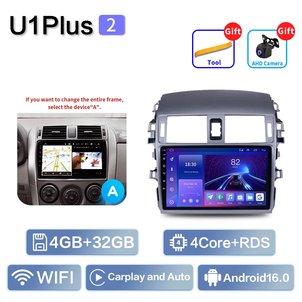 Android Car Stereo for Toyota Corolla E140/E150 (2006–2013) — CarPlay, Android Auto, DSP, 4G, Subwoofer Output
