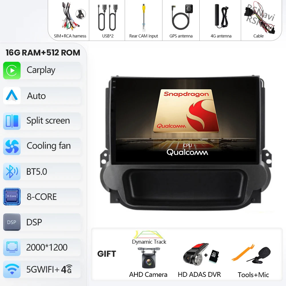 Android 16 Carplay Auto Car Radio Multimedia Player For Chevrolet Malibu 2012-2015 Autoradio DSP GPS Stereo WIFI 2din 16G-512G