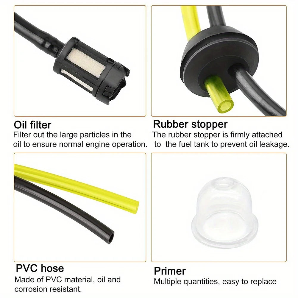 3 Set Universal Grass Trimmer Fuel Line Filter Kit For Brush Cutter Strimmer Fuel Hoses With Fuel Filter And Gasket Primers