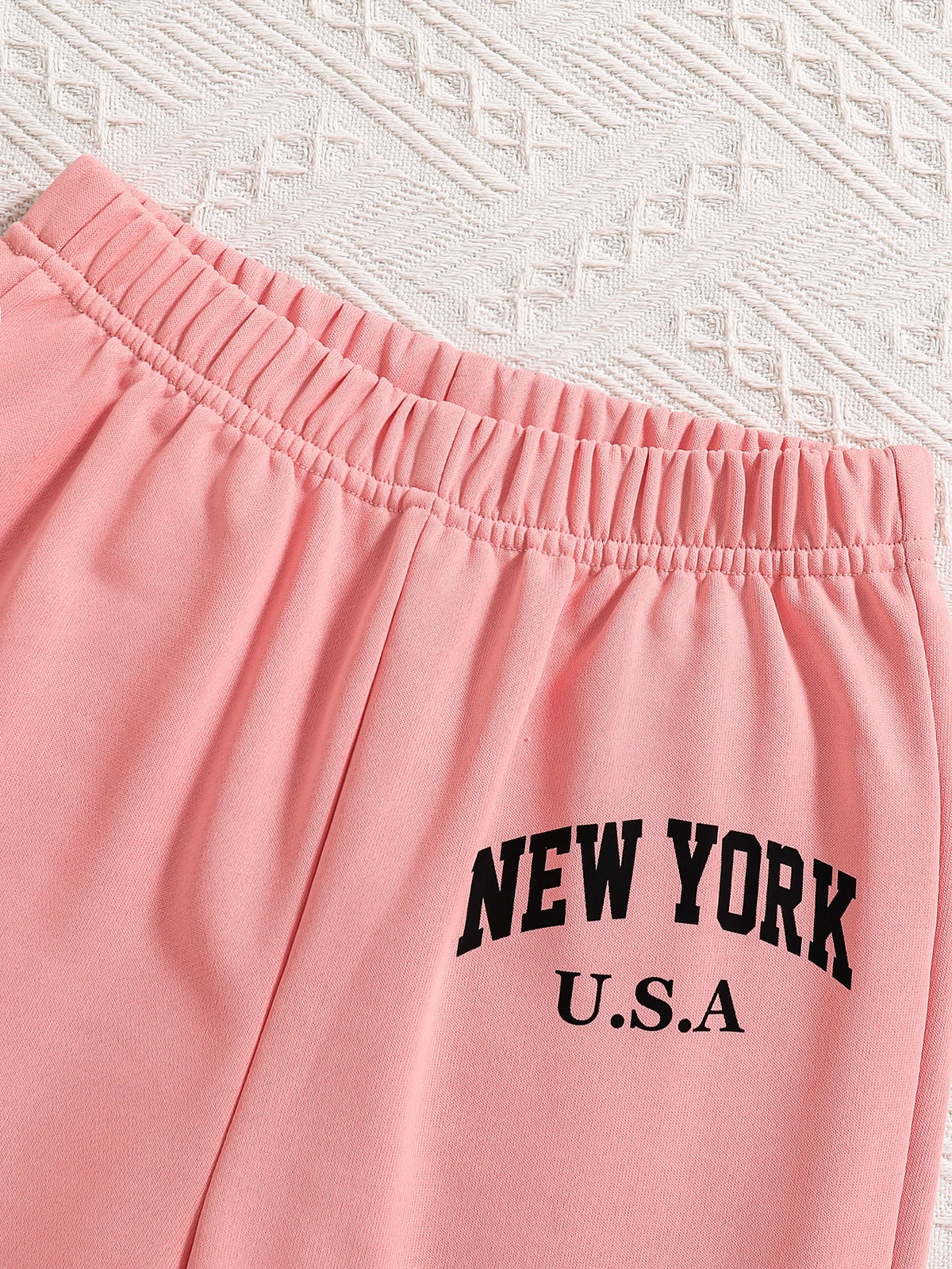 Children's clothing Spring and Autumn fashion girls' set letter printed pink hooded sweatshirt+white vest+pink pants 3 prceset