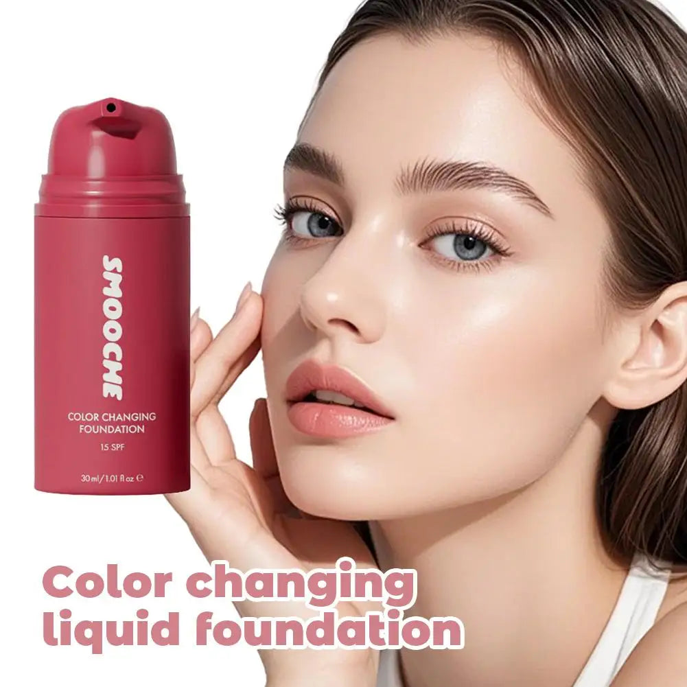 Smooche Color Changing Foundation Self-Adjusting Shade High Covers Imperfections Long-Lasting Makeup Retention Korean Cosmetics
