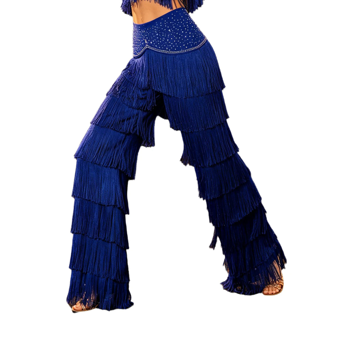 Women's rhinestone fringe Latin set with pants