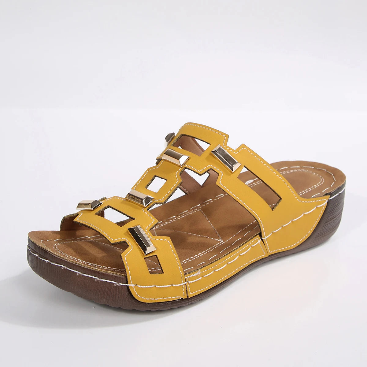 Roman Wedge Slide Sandals for Women — Open-Toe Slip-On Summer Beach Shoes, Plus Size