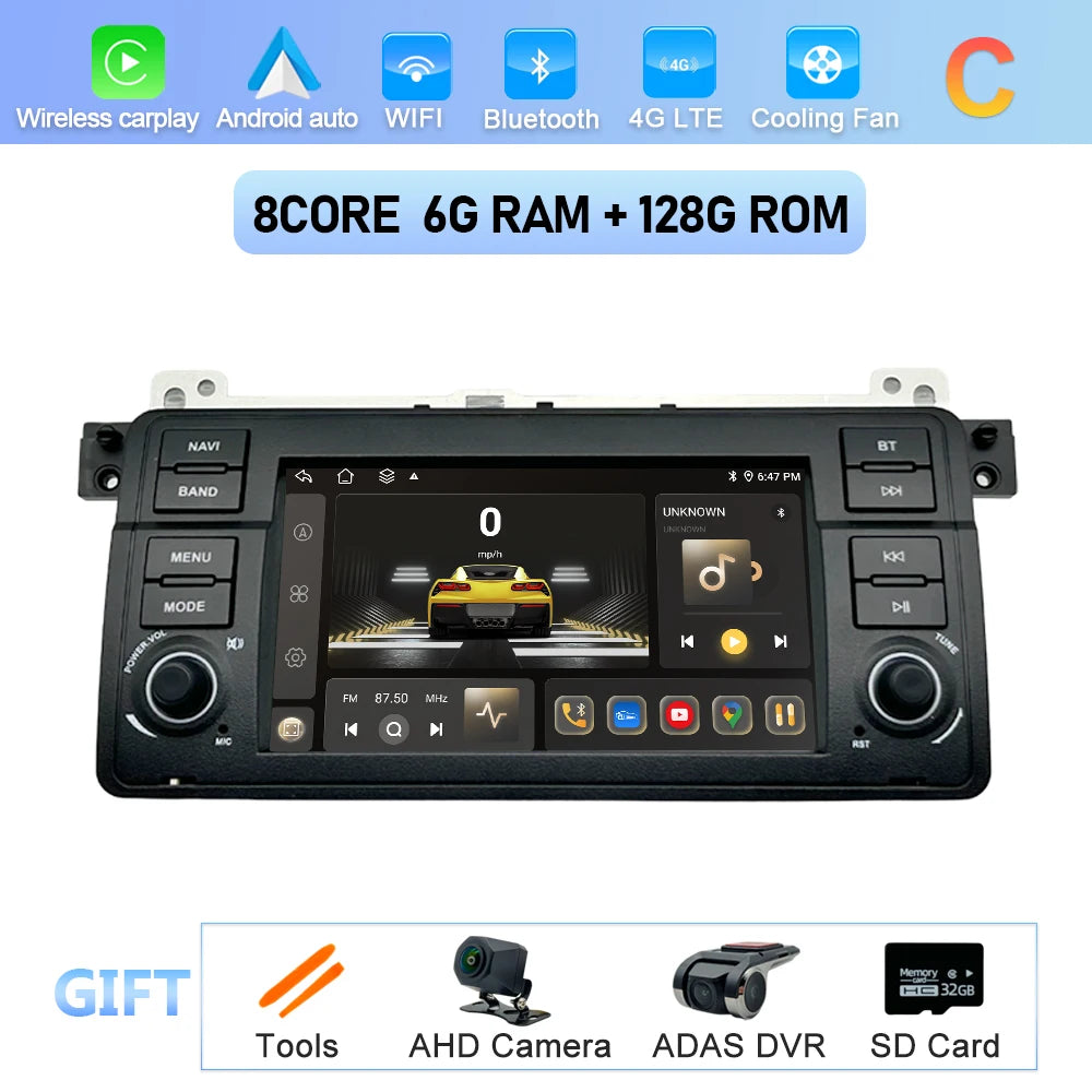 Car Stereo with Apple CarPlay & Android Auto, Compatible with BMW 3 Series E46 (1999-2005)
