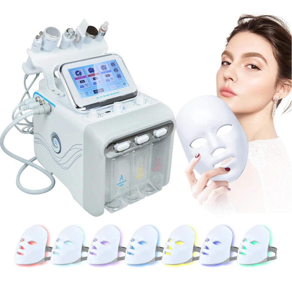 7 in 1 Small Bubble Deep Pore Cleaning Facial Cleansing Machine H2 O2 Hydra Dermabrasion Peel Oxygen Jet Beauty Equipment