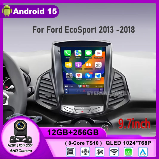 9.7" Car Stereo with Apple CarPlay & Android Auto, Compatible with Ford EcoSport (2013-2018)