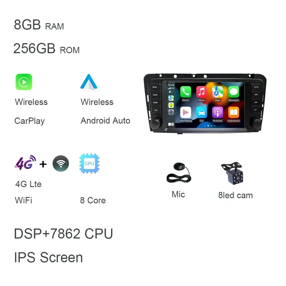8" Car Stereo with Apple CarPlay & Android Auto, Compatible with Volvo XC70 V70 S60 S40 & V40