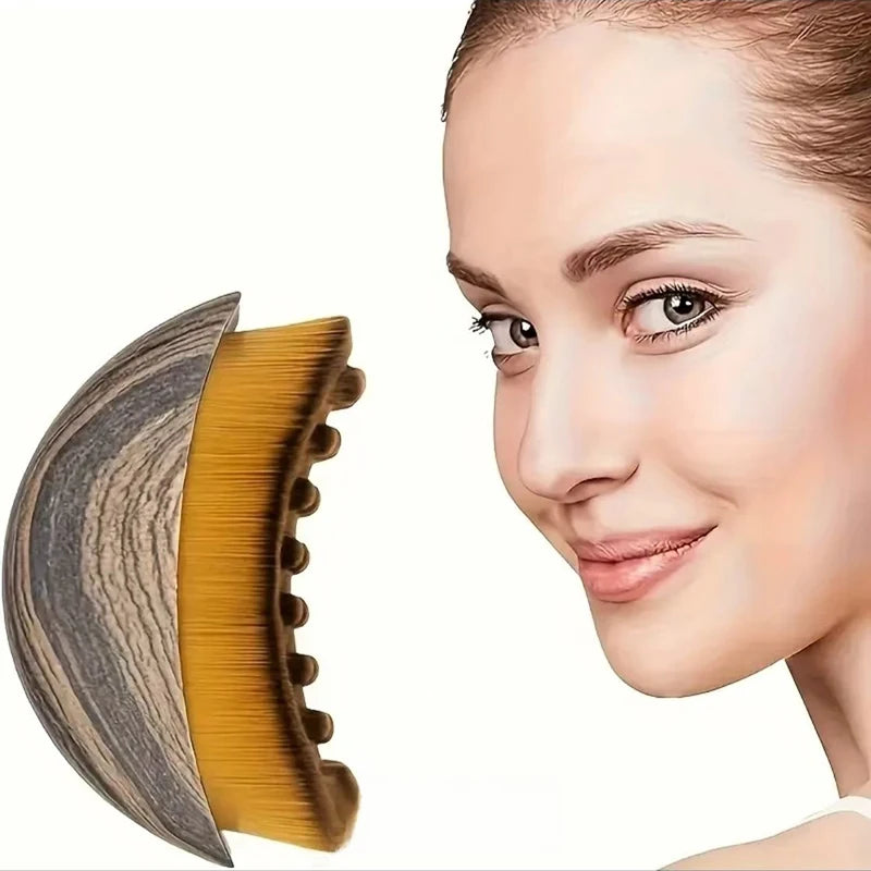 Portable Dry Facial Brush Soft Bristles Contoured Lymphatic Massage Tool Face Sculpting Device Home Spa Gentle Exfoliation Brush