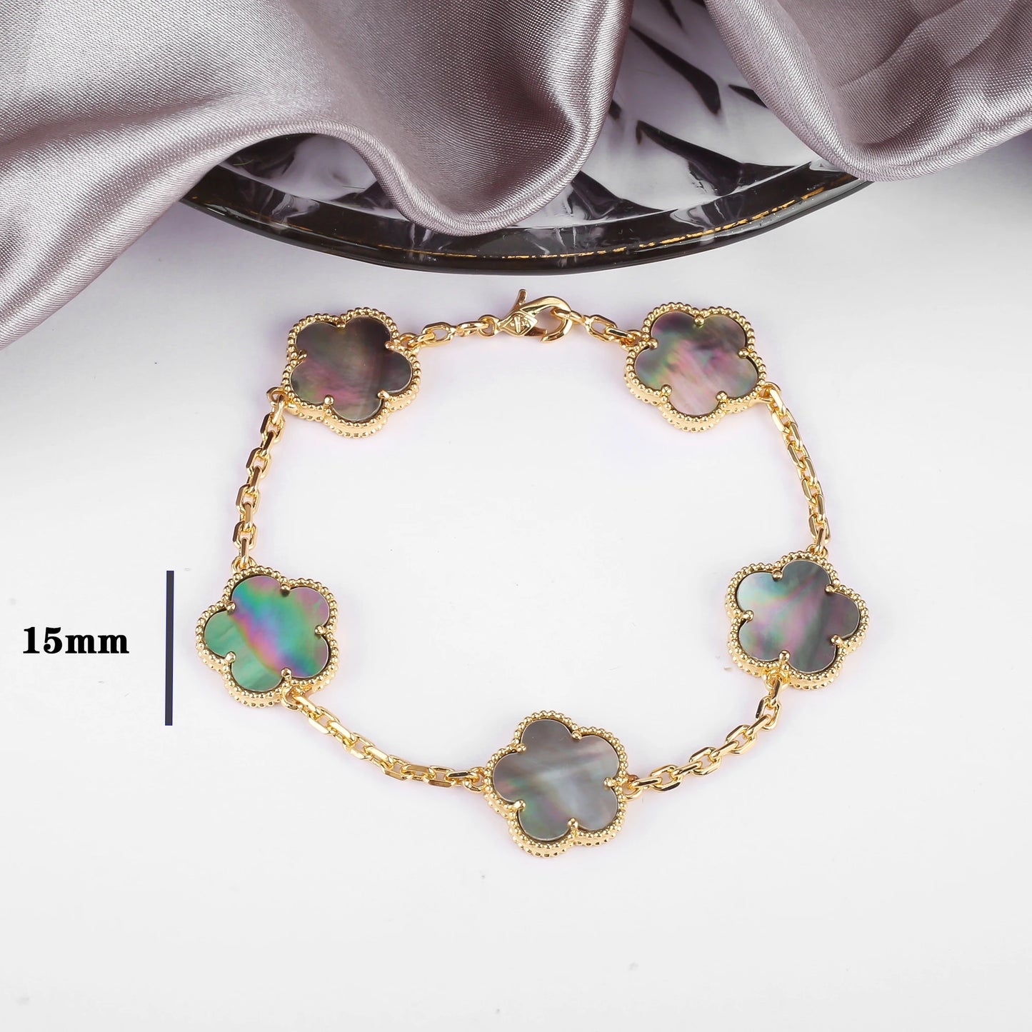 Five-Petal Flower Pendant Necklace — Natural Stone, 7 Colors