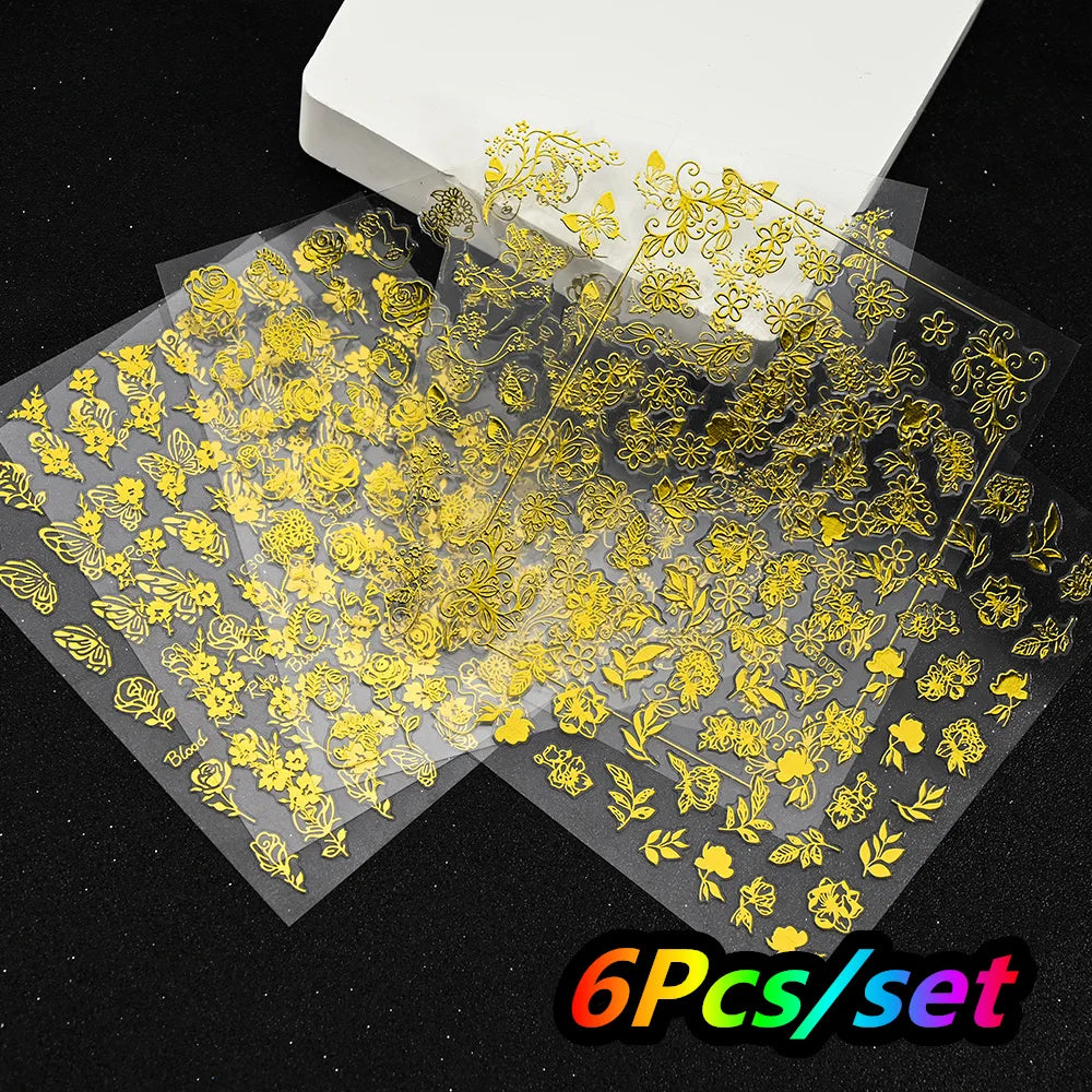 12Pcs/set Laser Silver Snowflake Nail Stickers Set  3D Winter Elk Snowflake Nail Art Decoration DIY Holographic Snowflake Slider