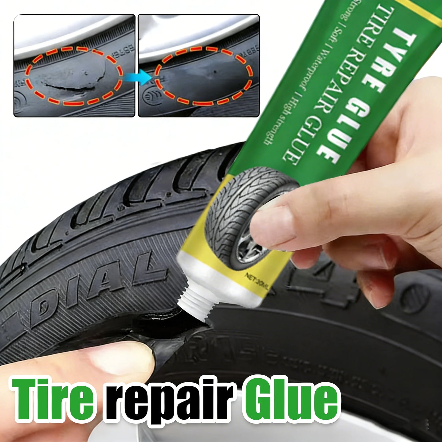 Tire Repair Glue Instant Adhesive Waterproof Multi-Purpose Adhesive Special Rubber for Car Tyres Quickly Repair Crack Holes Peel