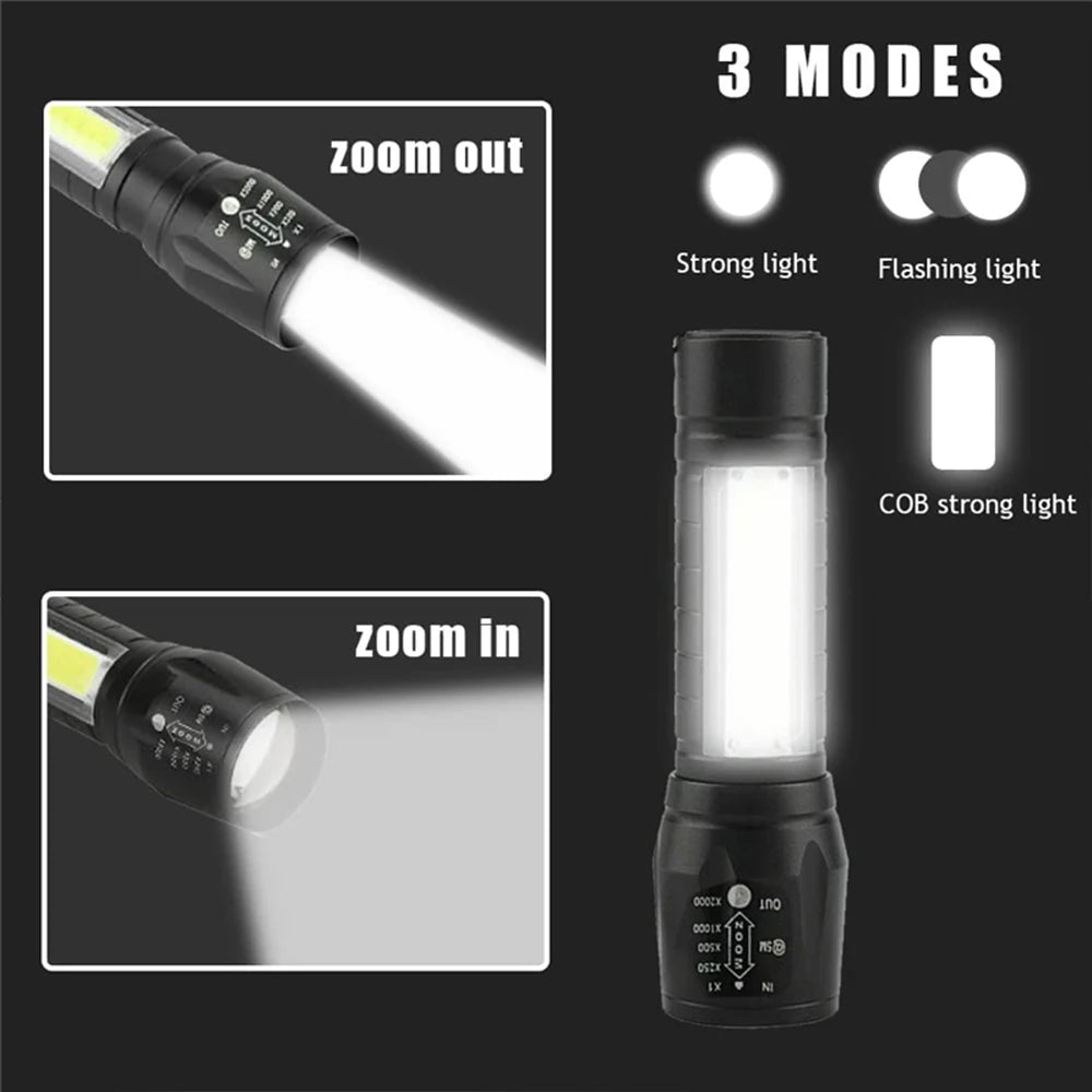 USB Rechargeable 30W High Power LED Flashlight Waterproof 5 Modes Tactical Torch Super Long Shot for Outdoor Camping