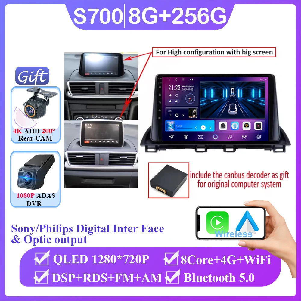 Android Car Stereo for Mazda 3 Axela (2014–2019) — CarPlay, Android Auto, GPS Navigation, Multimedia