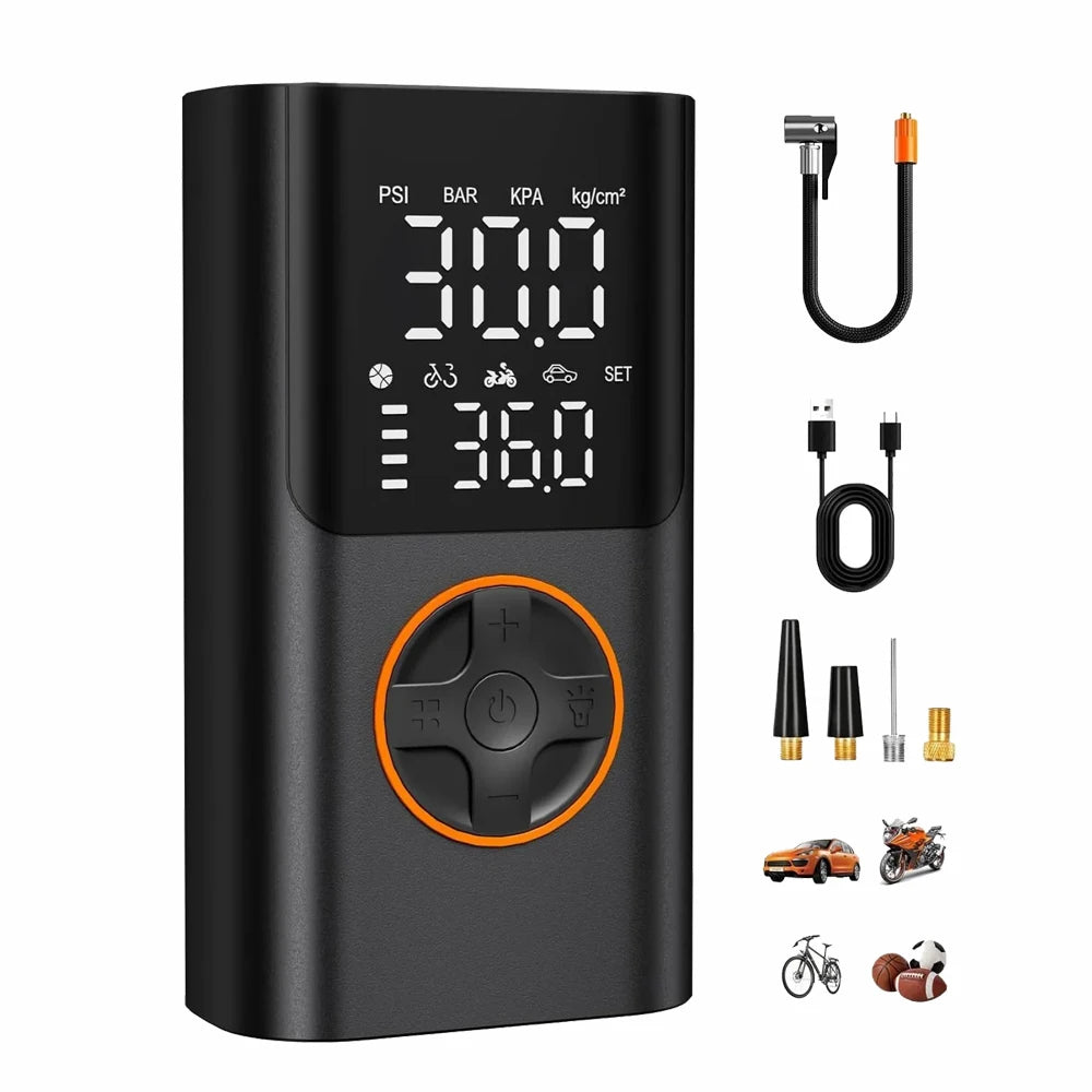YINGBOOST Mini Bike Tire Pump 150 PSI Tire Inflator Air Compressor Cordless , Air Pump for Car with Pressure Gauge, LED Light