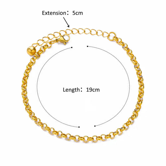 Gold-tone stainless steel chain anklet