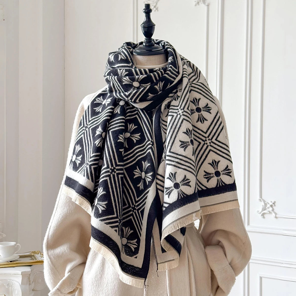 Women's Cashmere-Feel Blanket Scarf - Thick Solid Winter Wrap