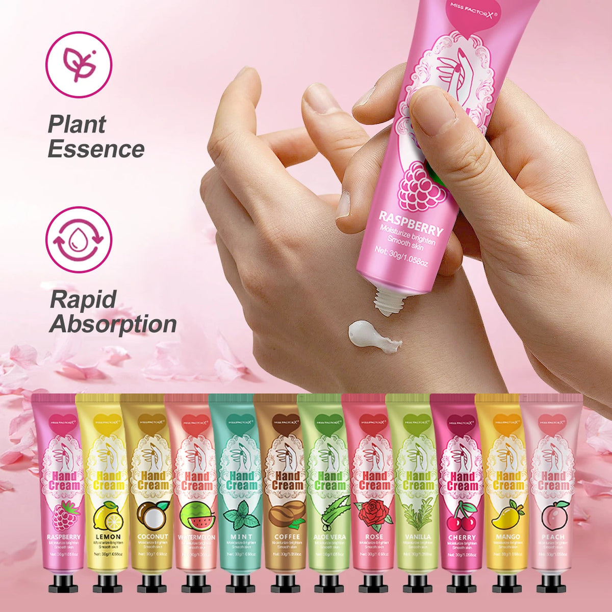 12 Hand Gift Hand Cream and Lip Balm Set Friends Party Gift with Love Net Bag and Thank You Card Holiday Gift