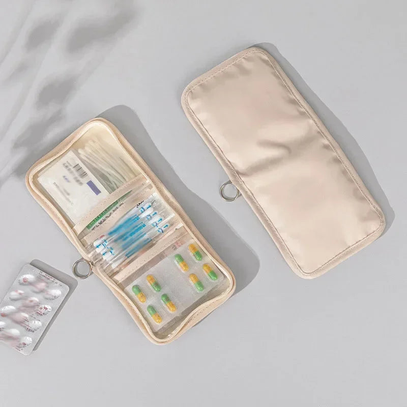 Mini Medical Pouch Portable Foldable Large Opening with Zip Sort First Aid Kit Outdoor Travel Essential Storage Bag