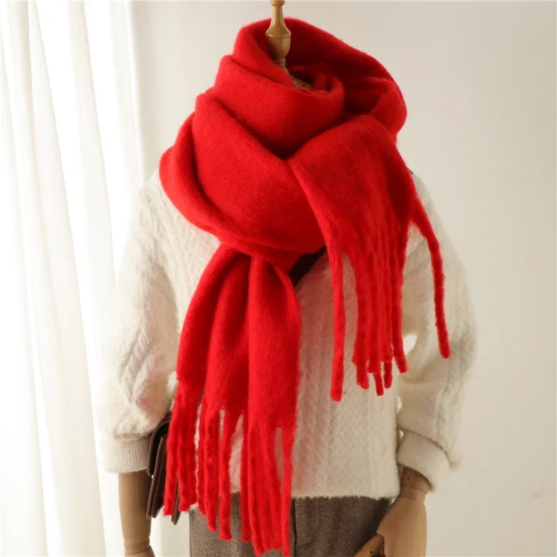 Women's Solid Tassel Blanket Shawl - Long Cashmere-Feel Poncho Wrap - photo 4