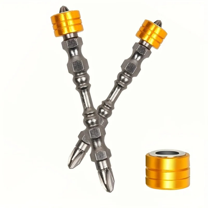 5pcs PH2 Hardness 65mm/110mm Double Cross Head Magnetic Electric Screwdriver Bit Phillips Screw Driver With Ring,Yellow