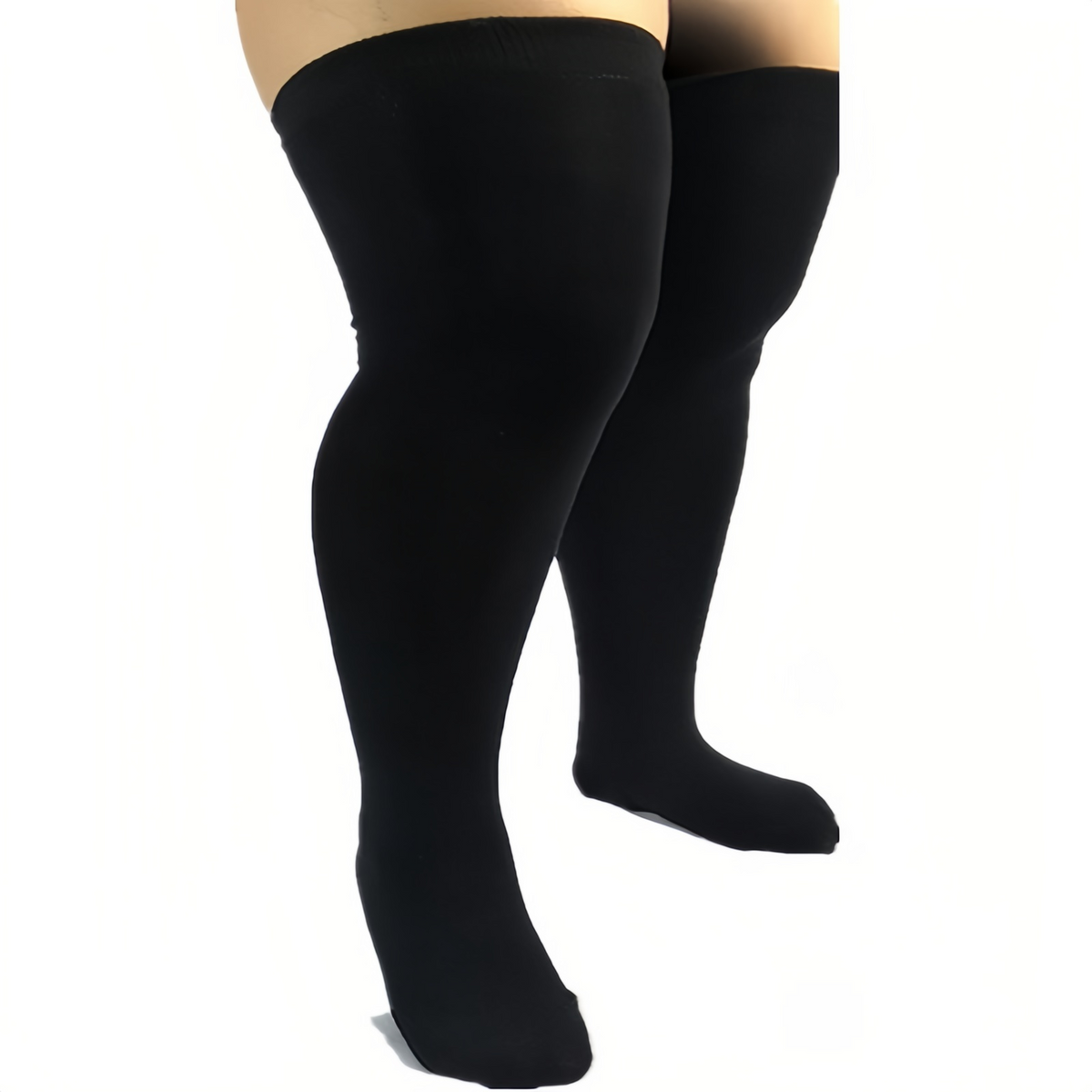 Women's Plus Size Striped Thigh High Socks