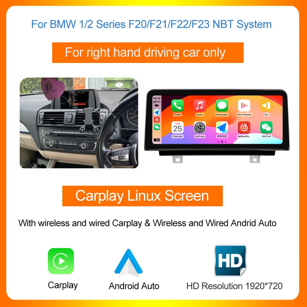 AUTOTOP 10.25”1920*720 Wireless Carplay Android Auto Car multimedia player for F20 F21 F22 F30 F31 F32 F33 F34 F36 NBT 2026-2026