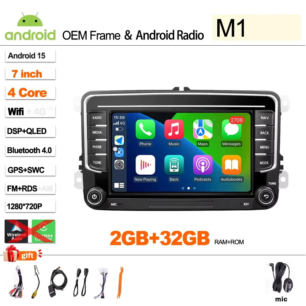 Car Stereo with Apple CarPlay & Android Auto, Compatible with VW CC, Passat B7, Polo, Golf 5 6 & Jetta