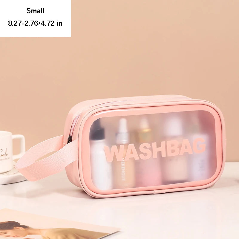 Portable Toiletry Bags with Handle, Translucent Waterproof travel Make up Bags for Women, Large Capacity Travel Cosmetic Bags