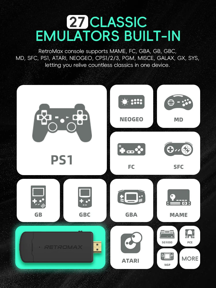 Data Frog Y3A Max Wireless Arcade Stick – 27 Emulators, Turbo Mode | PC, Android & TV Box Fighting Game Joystick
