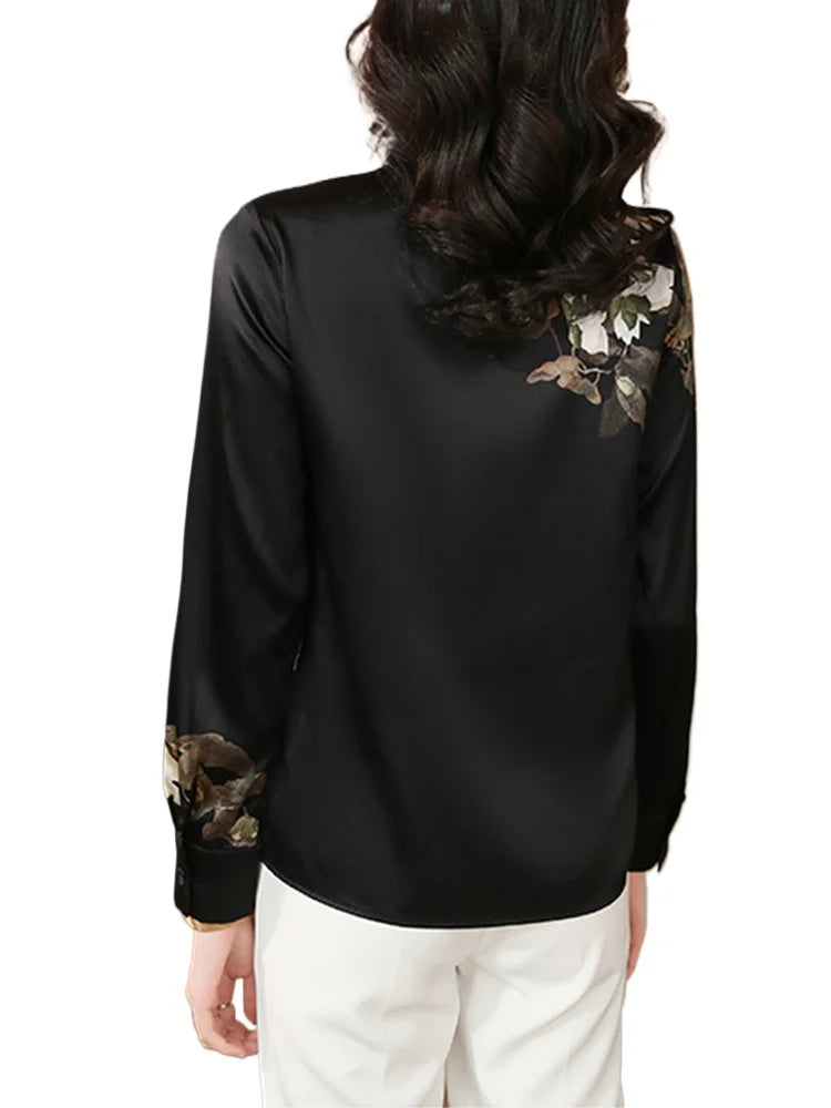 New Spring Women Blouse office ladies silk shirts Fashion printed tops blusa mujer