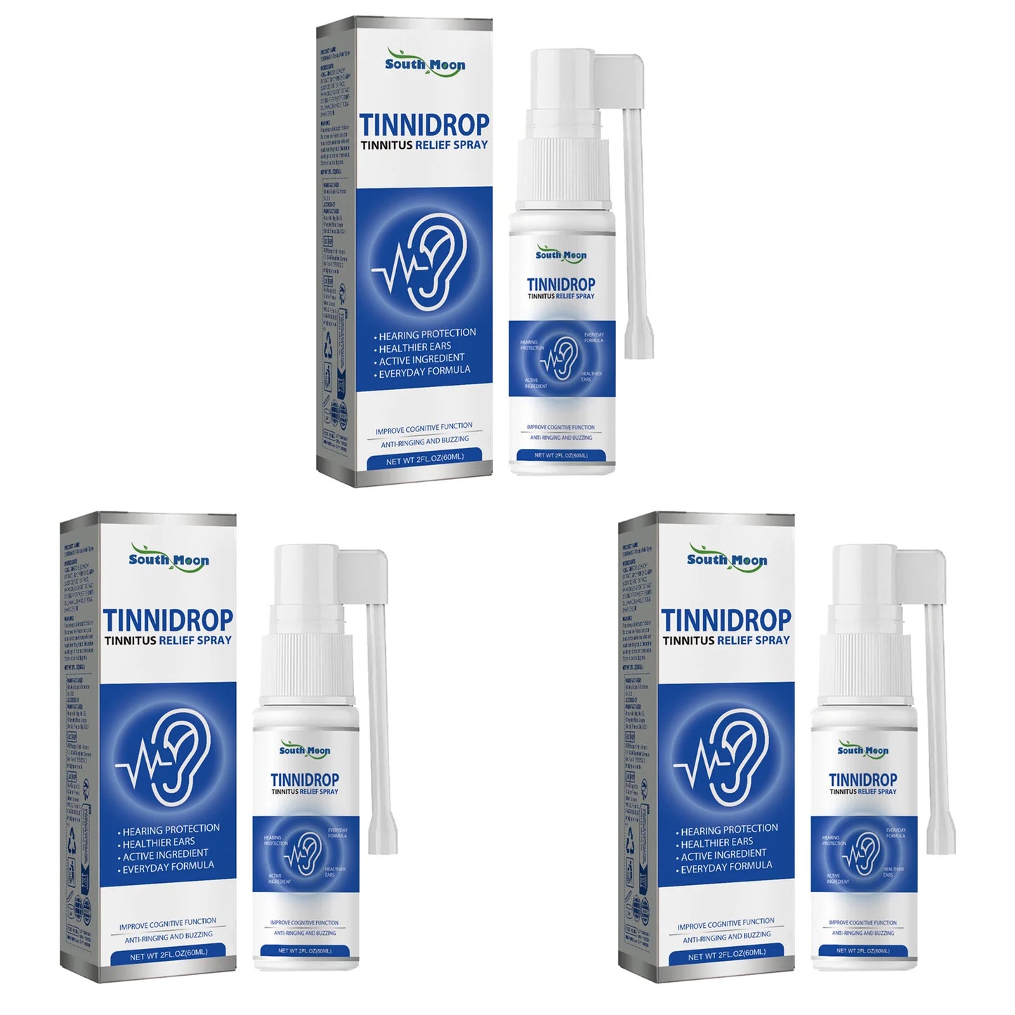 South Moon Tinnidrop Spray Hearing Protection Earwax Cleaning Itchy Earache Relief Ear Health Care Tinnitus Relief Spray 60ml