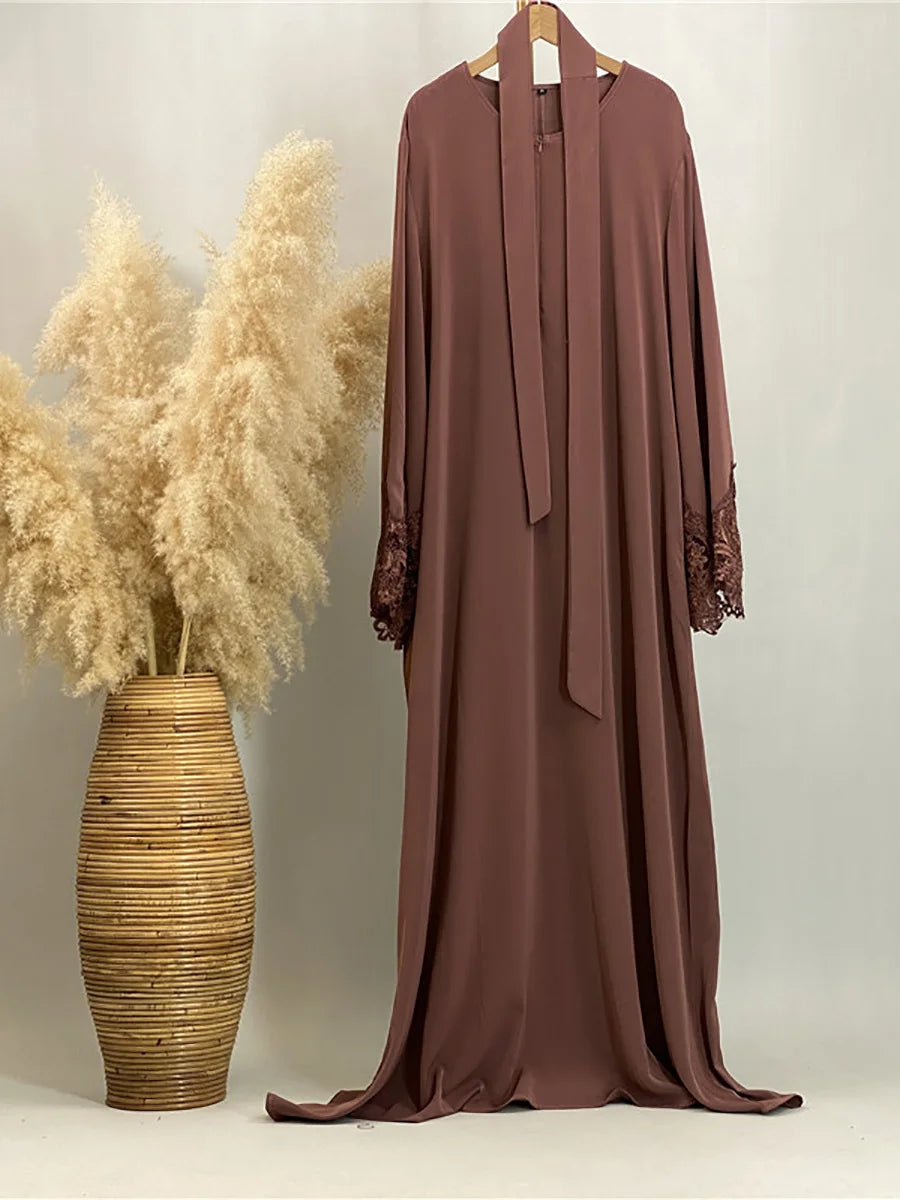 Ramadan Lace Abaya Dubai Luxury Muslim Women Maxi Dress Kebaya Caftan Marocain Femme Modest Robe Islam Clothing Kaftan Vestido