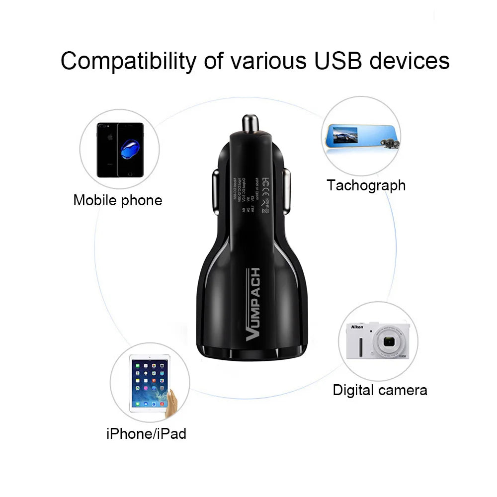 Car Charger 18W 3.1A Dual USB Fast Charging QC Phone Charger Adapter For iPhone 12 11 Pro Max 6 7 8 Xiaomi Redmi Huawei Samsung