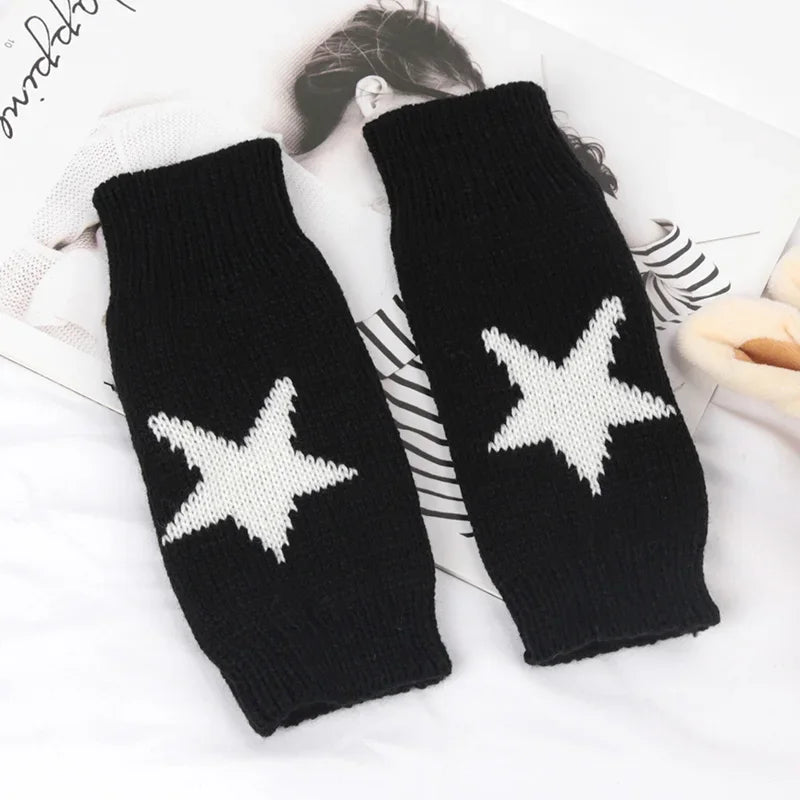 Women's Knit Half Finger Gloves - Y2K Style Fingerless Mittens