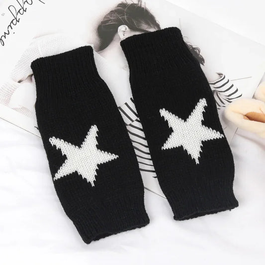 Women's Knit Half Finger Gloves - Y2K Style Fingerless Mittens