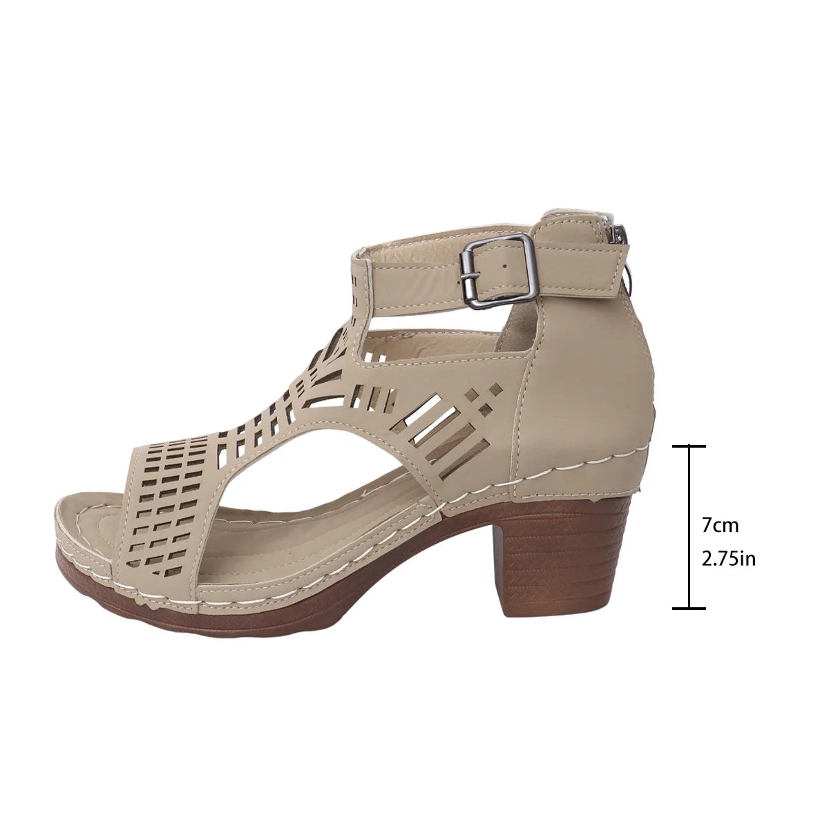 Roman Block-Heel Sandals for Women — Breathable Hollow-Out Retro Summer Heels