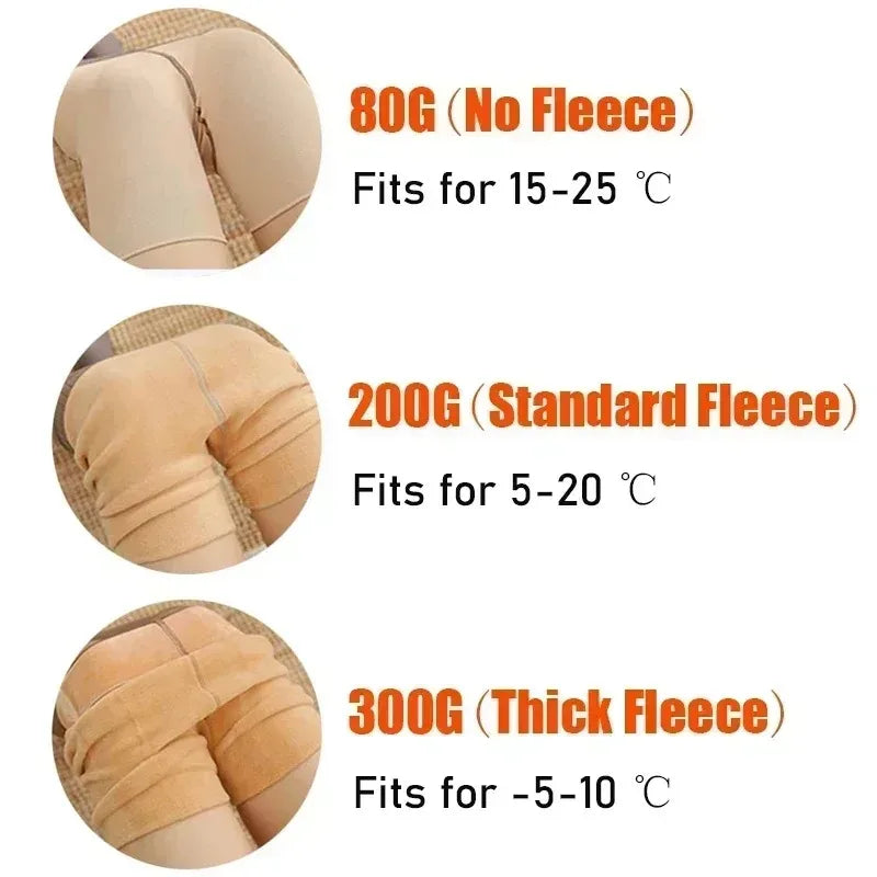 Women's Fleece-Lined Thermal Pantyhose, Sheer Look