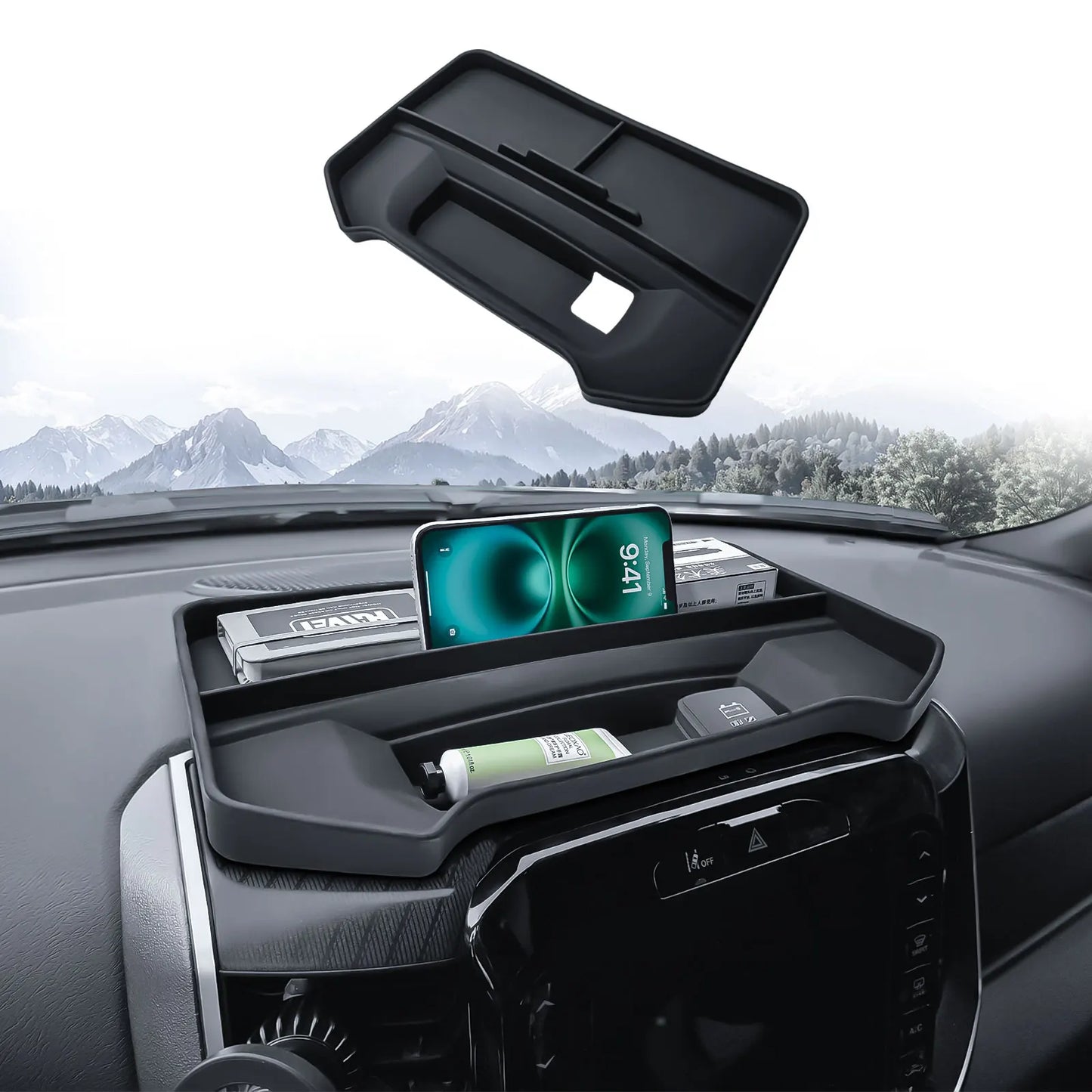 Dashboard Storage Organizer Tray for 2019-2025 Dodge RAM 1500 (12" Screen)