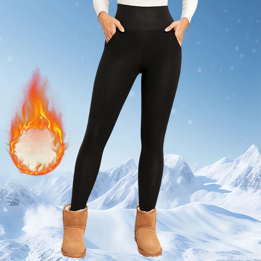 Women's Fleece Lined Flared Leggings - High Waist Thermal Pants - photo 6