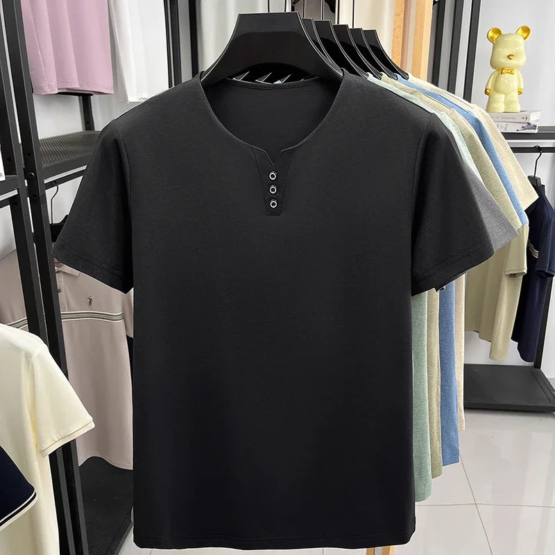 Men's Henley Tee - Short Sleeve, Slim Fit Breathable Streetwear