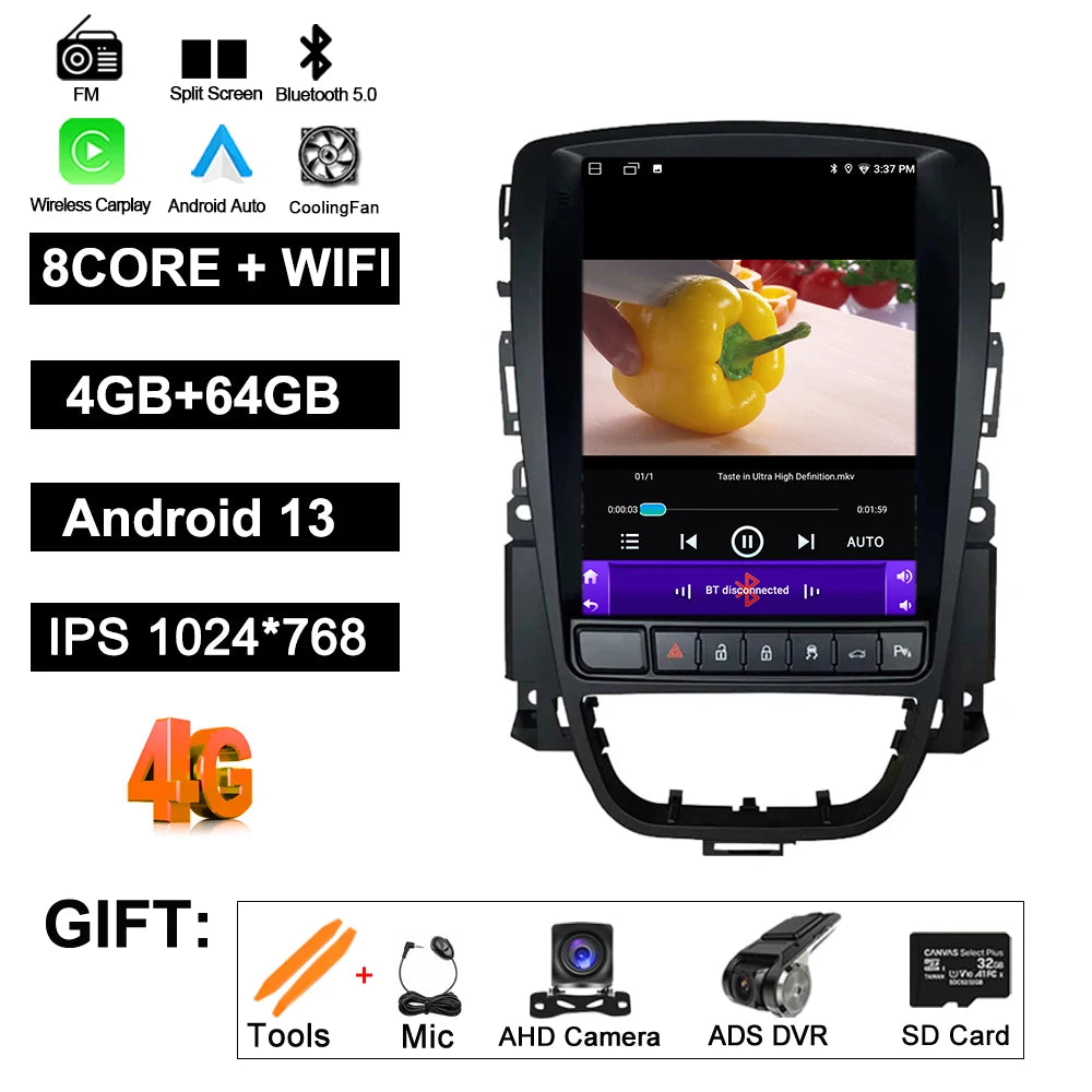 9.7" Car Stereo with Apple CarPlay & Android Auto, Compatible with Opel Astra J, Vauxhall & Buick Verano