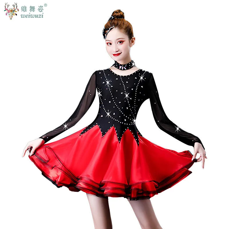 Double-skirt Latin competition dance dress