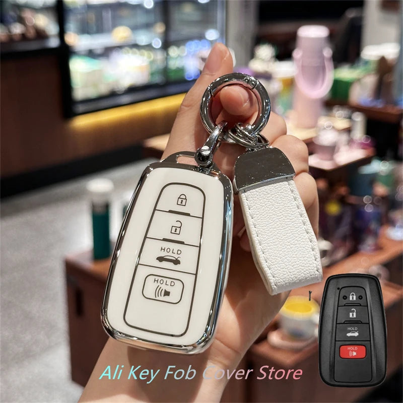 for Toyota Key Fob Cover For 2020-2024 Highlander 2018-2024 RAV4 Camry C-HR Corolla Avalon Prius Key Shell Case Keychain