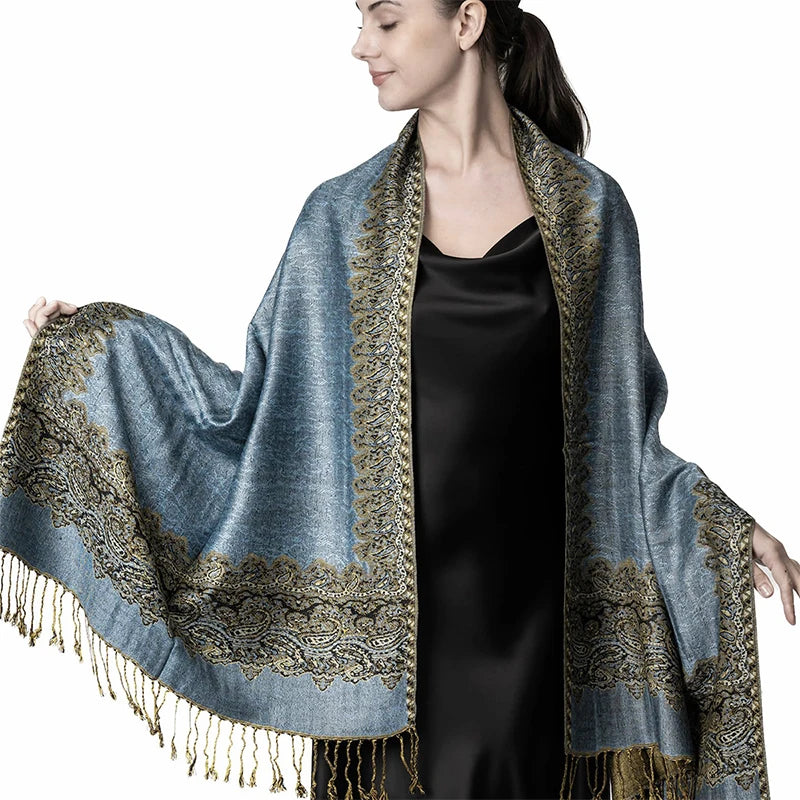 Women's Printed Pashmina Shawl, Soft Winter Scarf