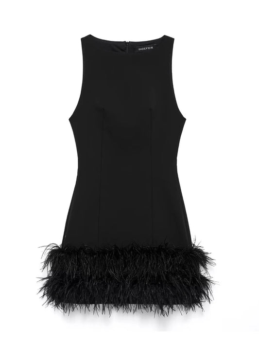 Feather Off-Shoulder Corset Mini Dress – Party Luxe - photo 3