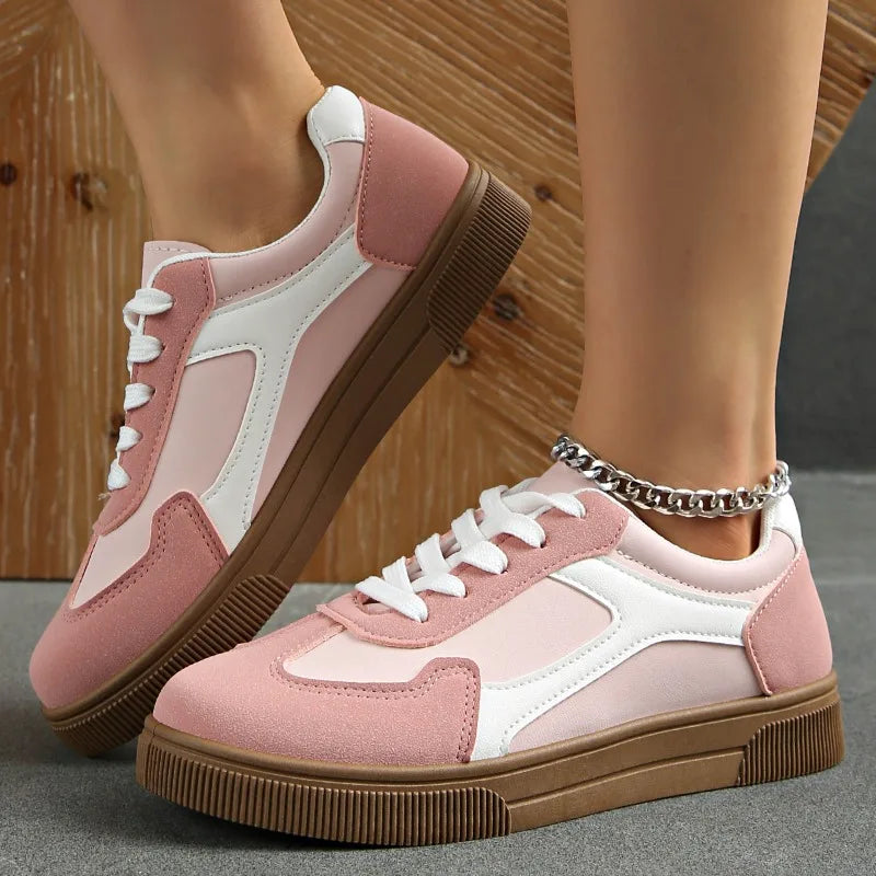 Fashion Running Sneakers for Women — Flat Casual Lace-Up Comfort Shoes